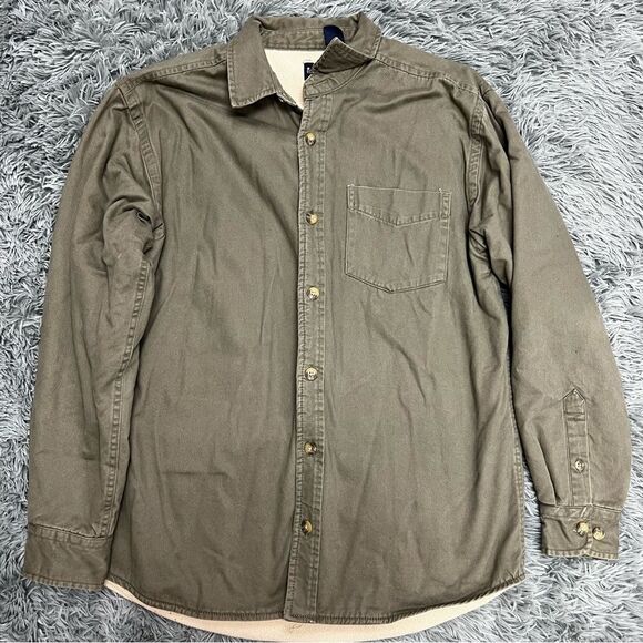 Basic Editions Sherpa Lined Button Front Flannel Size Medium - Picture 1 of 7